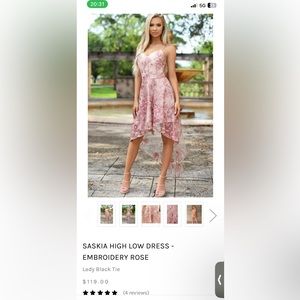 Saskia High Low Dress - Embroidery Rose